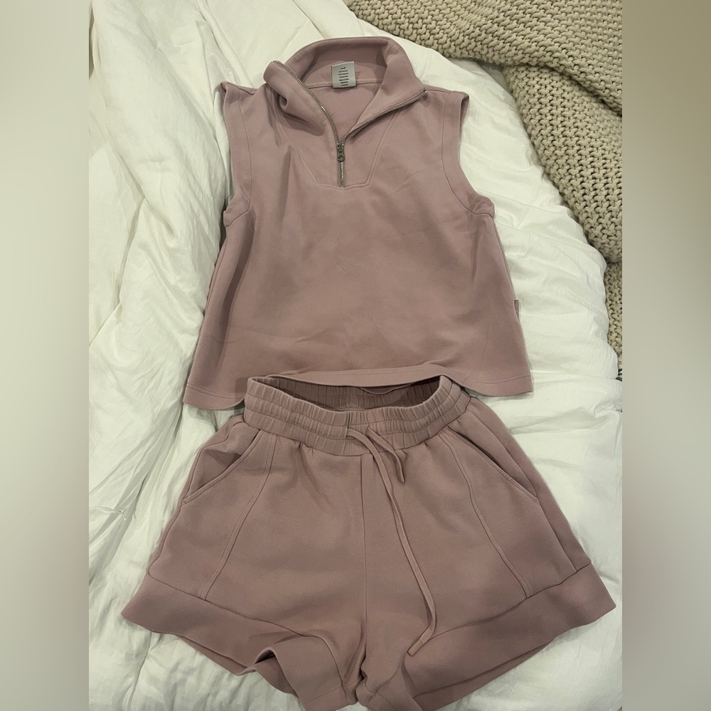 Varley double soft sleeveless top and shorts set